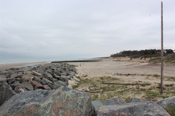 La plage grignotée par l' océan